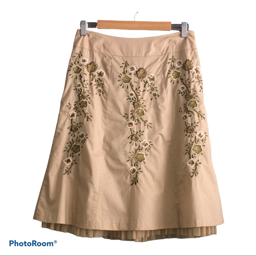 Talbots Sequins Tan Skirt Size 6